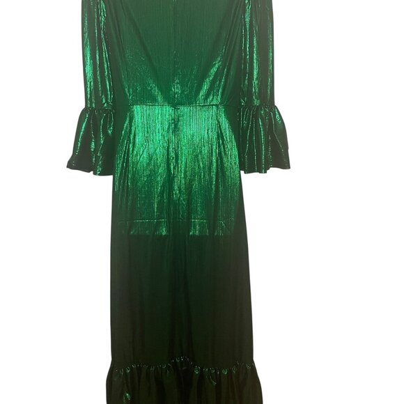 Pomander Place Anthropologie Emerald Lurex Lillith Dress NWT Size Large - Picture 6 of 7